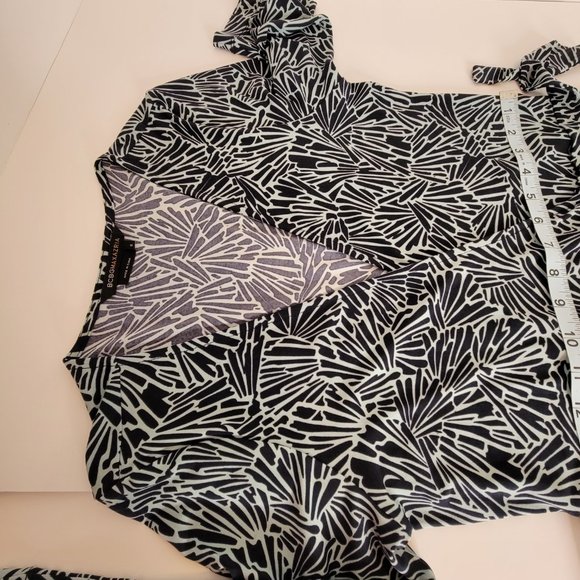 BCBG MAXAZRIA Leafy Print Mid Length Womens Long Sleeve Knit Wrap Dress, Size S - Picture 5 of 12
